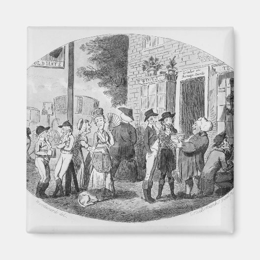 古い帽子の居酒屋の外で マグネット (正面)