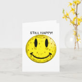 古い幸せな顔。古いけどまだ幸せ カード (黄色い花)