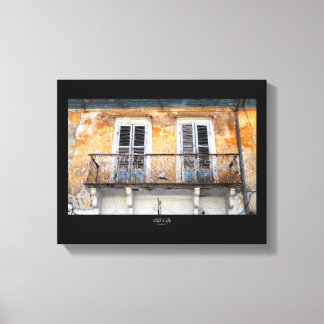 古い建物バルコニー、Limassol、キプロスのポスター キャンバスプリント