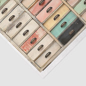 古い引き出しカラフル木製ユニットAT6デコページ 薄葉紙 (詳細)