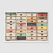 古い引き出しカラフル木製ユニットAT6デコページ 薄葉紙 (正面)