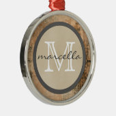 古い引き裂かれたヴィンテージ新聞モノグラム メタルオーナメント (右)