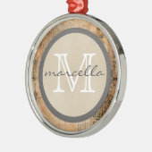 古い引き裂かれたヴィンテージ新聞モノグラム メタルオーナメント (左)