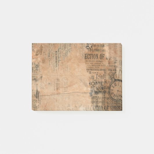 古い引き裂かれたヴィンテージ新聞1 ポストイット (正面)