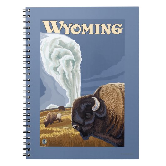 古い忠実なヴィンテージ旅行ポスターのバッファロー ノートブック (正面)
