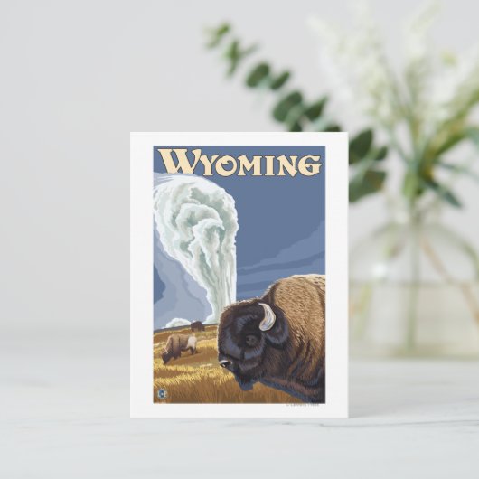 古い忠実なヴィンテージ旅行ポスターのバッファロー ポストカード (スタンド正面)