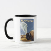 古い忠実なヴィンテージ旅行ポスターのバッファロー マグカップ (左)