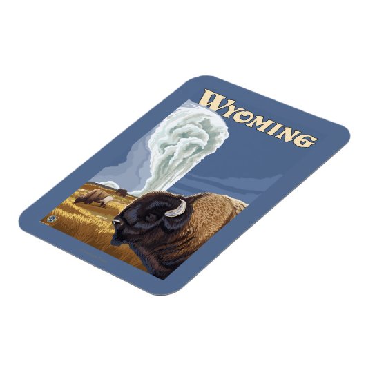 古い忠実なヴィンテージ旅行ポスターのバッファロー マグネット (左側)