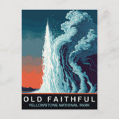 古い忠実な間欠泉、水の噴火、旅行 ポストカード (正面)