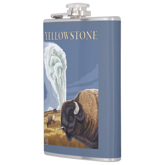 古い忠実のYellowstoneBison フラスク (左)