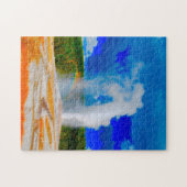 古い忠実イエローストーン国立公園。 ジグソーパズル (横)