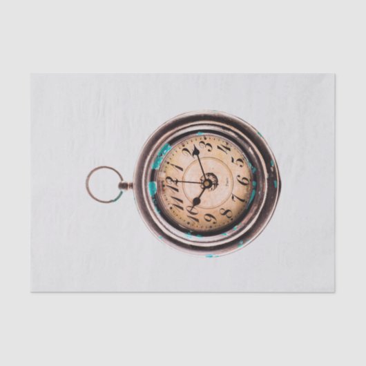古い懐中時計のイメージを持つティッシュペーパー 薄葉紙 (正面)