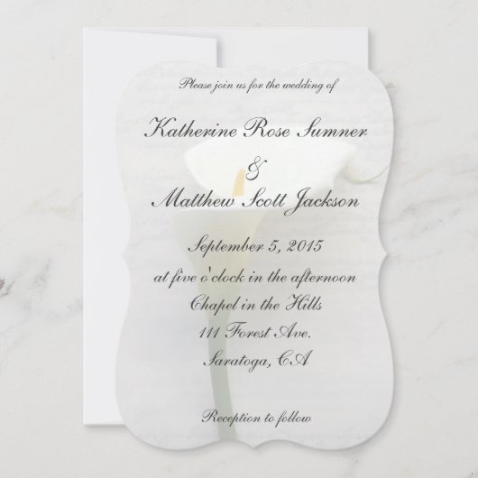 古い手書きのユリ 招待状 (正面)