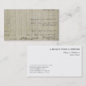 古い手書きの元帳 名刺 (正面/裏面)