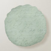 古い手書きラブレターの色あせたアンティークスクリプト ラウンドクッション (裏面)