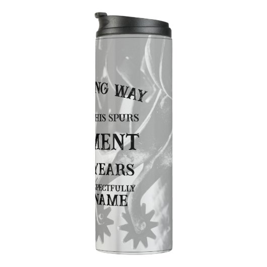 古い拍車での退職発表 タンブラー (回転右)