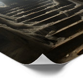 古い放棄された家の不気味な幽霊の階段 ポスター (角)