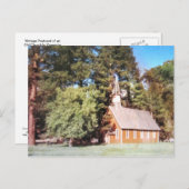 古い教会ヨセミテ・カリフォルニア。ヴィンテージ ポストカード (正面/裏面)