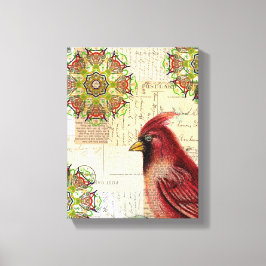 古い文字と（鳥）ショウジョウコウカンチョウの照合 キャンバスプリント