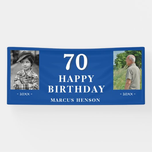 古い新しい写真70th誕生日パーティー 横断幕 (横)