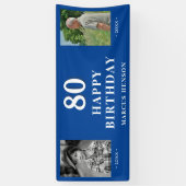 古い新しい写真80th誕生日パーティー 横断幕 (縦)