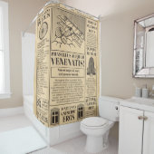 古い新聞ヴィンテージ。レトロ文字a シャワーカーテン (インサイチュ)