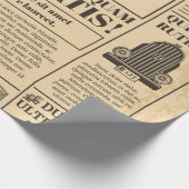 古い新聞ヴィンテージ。レトロ文字a ラッピングペーパー (角)