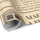 古い新聞ヴィンテージ。レトロ文字a ラッピングペーパー (ロールコーナー)