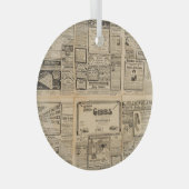 古い新聞：ヴィンテージ紙背景。 ガラスオーナメント (正面右)