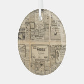 古い新聞：ヴィンテージ紙背景。 ガラスオーナメント (正面左)