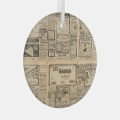 古い新聞：ヴィンテージ紙背景。 ガラスオーナメント (正面右)