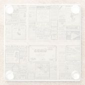 古い新聞：ヴィンテージ紙背景。 ガラスコースター (裏面)