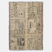 古い新聞：ヴィンテージ紙背景。 スローブランケット (正面縦)