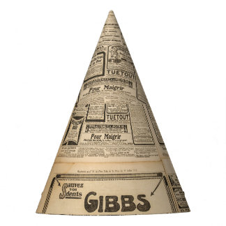 古い新聞：ヴィンテージ紙背景。 パーティーハット