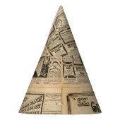 古い新聞:ヴィンテージ紙背景。 パーティーハット (左)