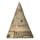 古い新聞:ヴィンテージ紙背景。 パーティーハット (右)