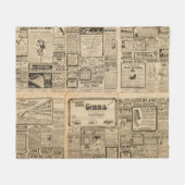 古い新聞：ヴィンテージ紙背景。 フリースブランケット (正面(横))