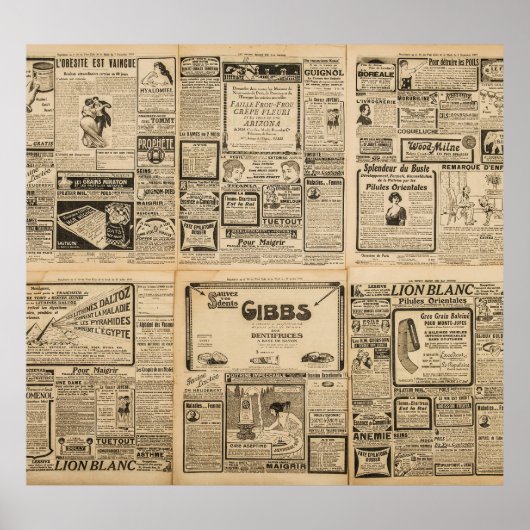 古い新聞：ヴィンテージ紙背景。 ポスター (正面)