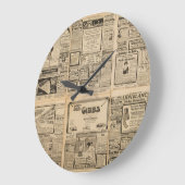 古い新聞：ヴィンテージ紙背景。 ラージ壁時計 (傾斜)