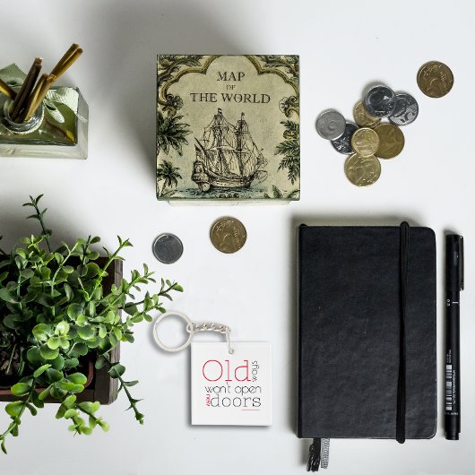 古い方法は新しい方法を開かない引用文赤黒 キーホルダー