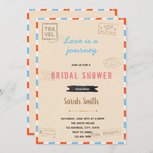 古い旅行テーマのパーティーへの招待 招待状 (正面/裏面)