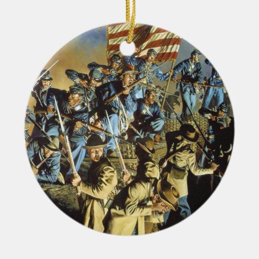 古い旗は決して地面に触れませんでした セラミックオーナメント (正面)