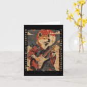 古い日本の芸術家侍遊犬の選The World カード (黄色い花)
