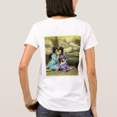 古い日本ヴィンテージの日本語のうわさ話の芸者女の子 Tシャツ (裏面)