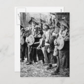 古い日本ヴィンテージ音楽のミュージシャンのメリーなバンド シーズンポストカード (正面/裏面)