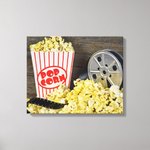 古い映画リールとポップコーン キャンバスプリント