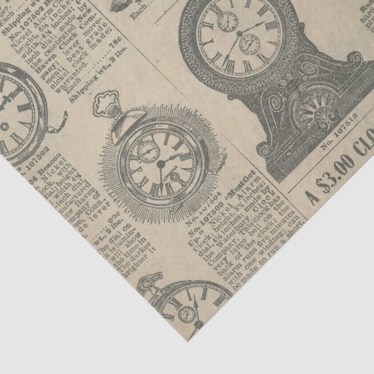 古い時計のファッションドカタログページ 薄葉紙 (詳細)
