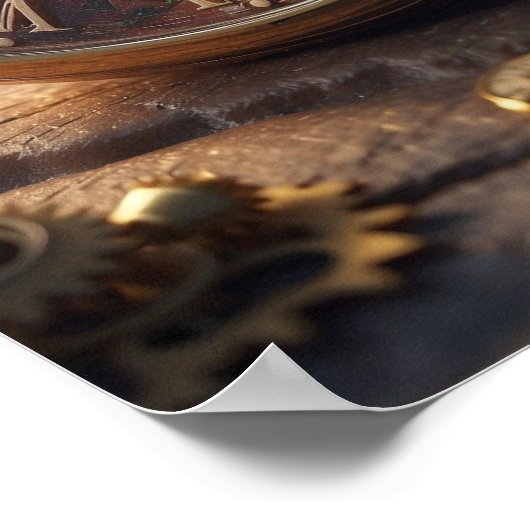 古い時計壁の芸術 ポスター (角)