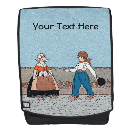 古い時間オランダ子供たち木製シューズレッドチューリップ バックパック (正面)