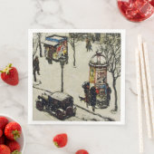 古い時間通りシーンアンティーク車のショップで雪 (インサイチュ)